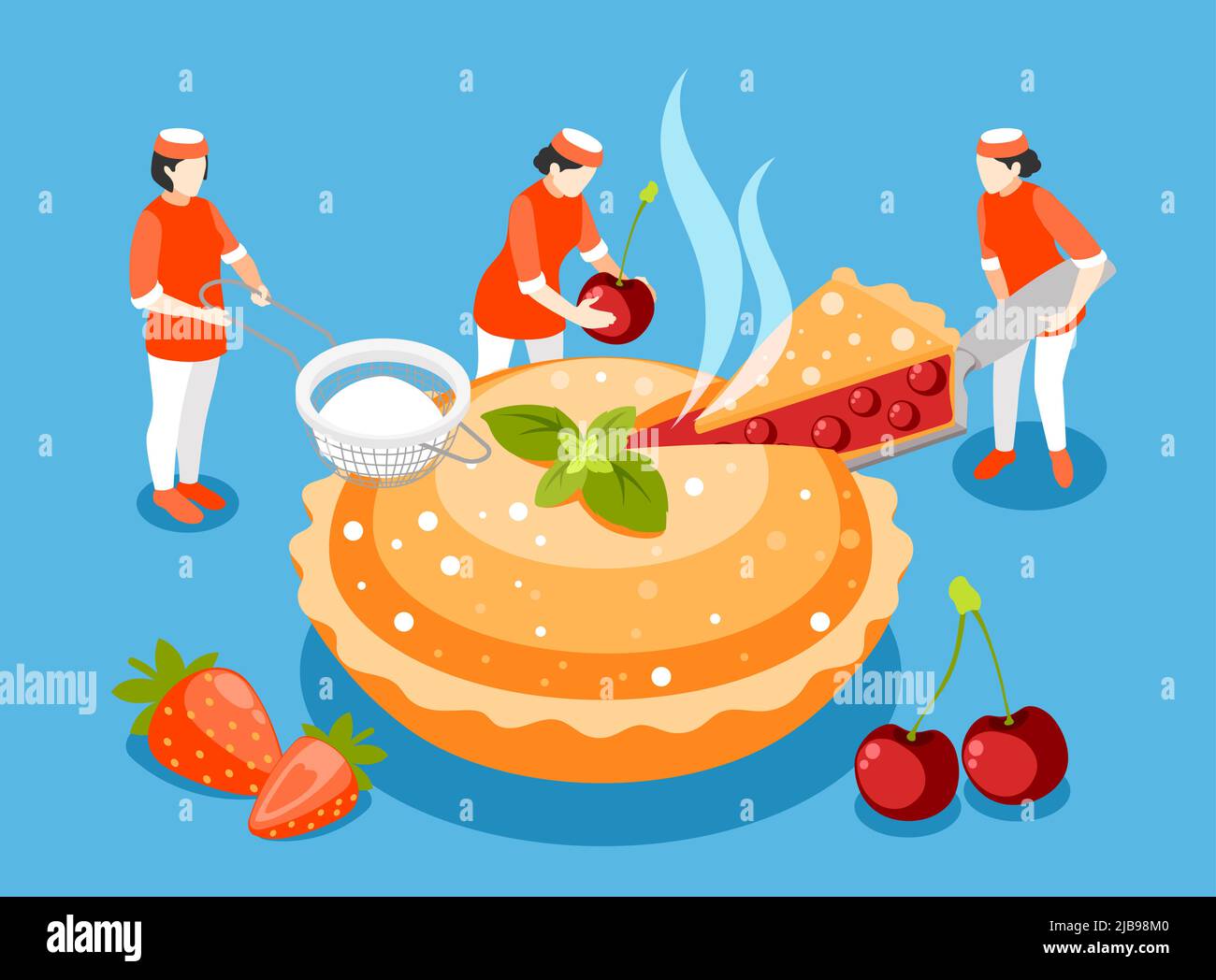 Panetteria composizione isometrica con illustrazione vettoriale dei simboli di pasticceria e cottura Illustrazione Vettoriale