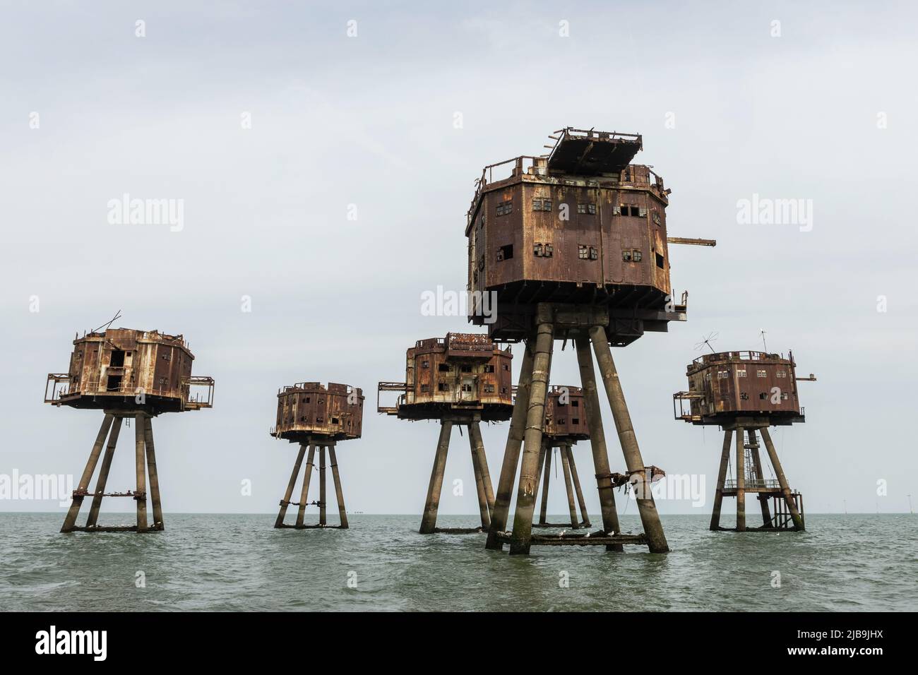 Fotografia a colori della Mounsell forti nel Red Sands (estuario del Tamigi, Londra) Foto Stock
