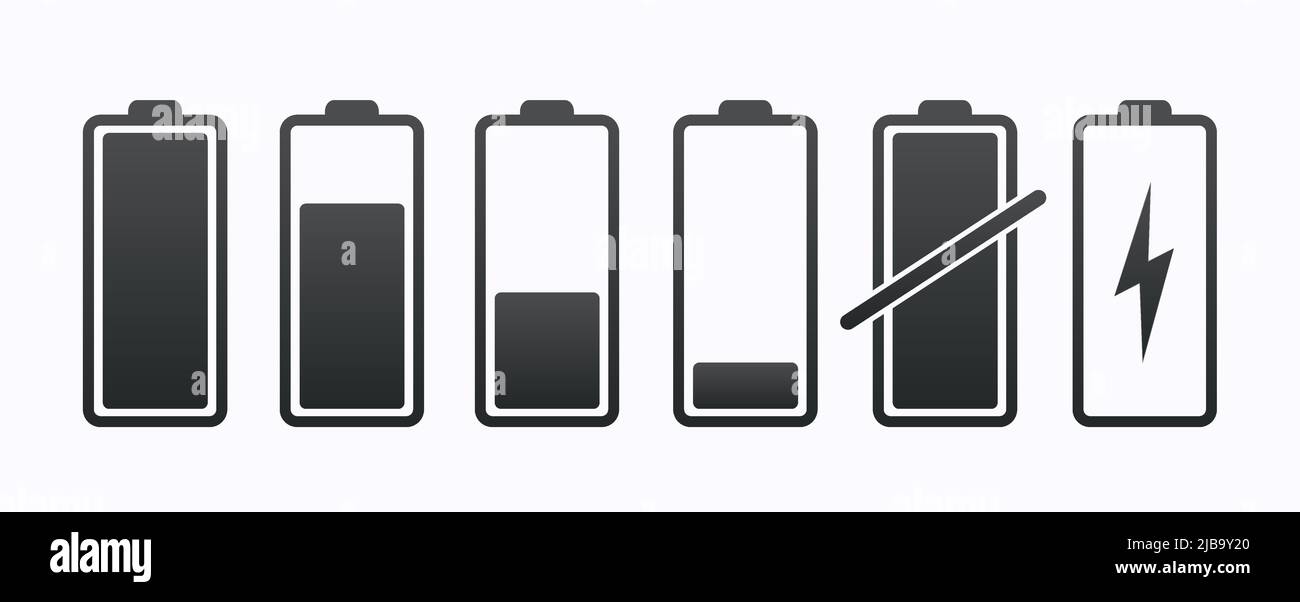 Indicatori del livello di carica della batteria con gradiente Illustrazione Vettoriale