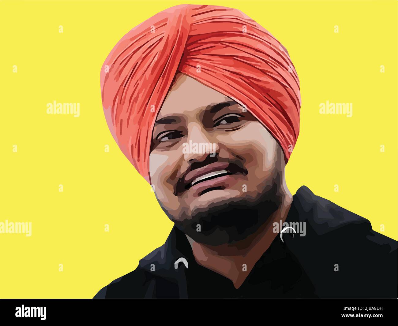 Sidhu Moosewala smudge pittura vettoriale arte Illustrazione Vettoriale