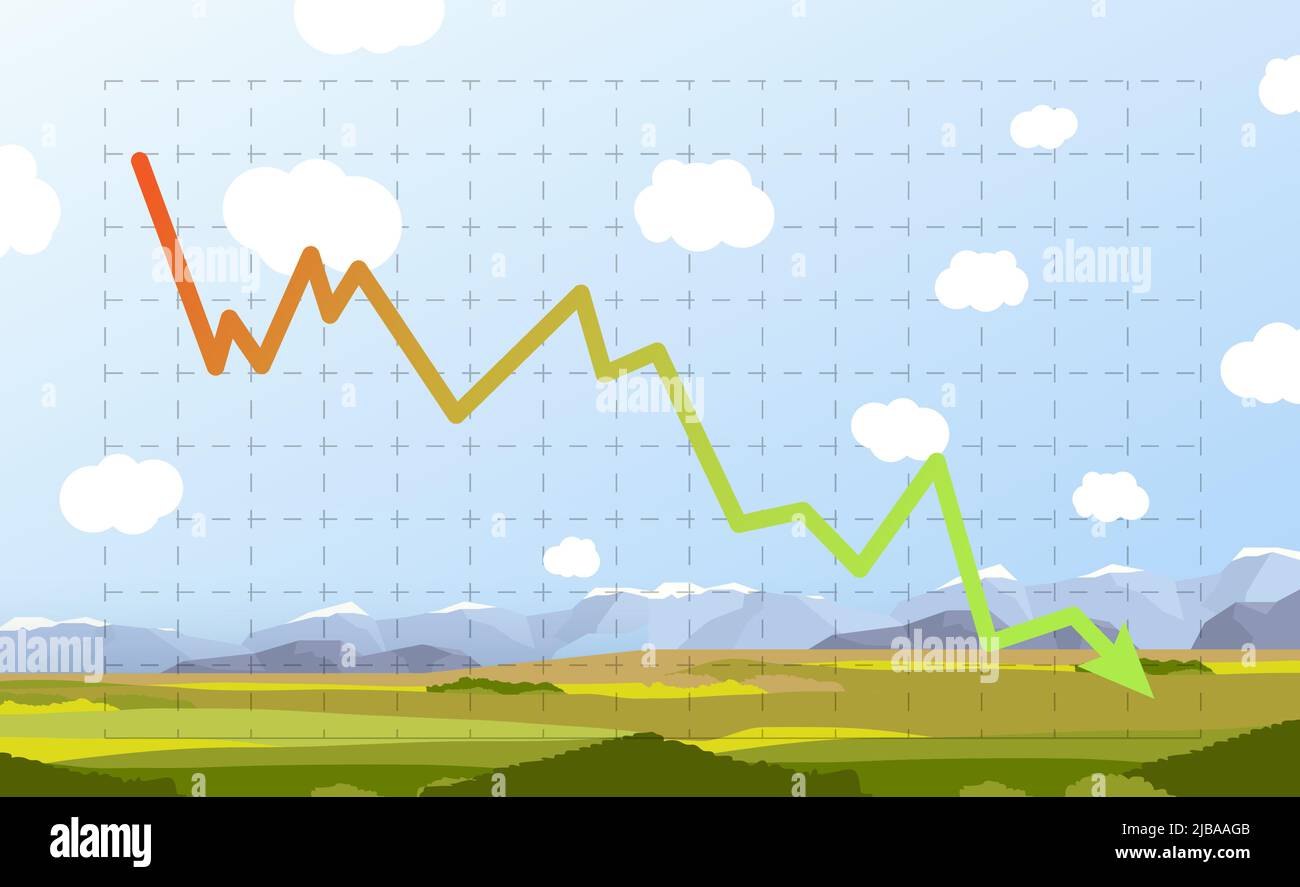 Il verde e il rosso riducono gli stock grafico sul paesaggio naturale soleggiato Illustrazione Vettoriale