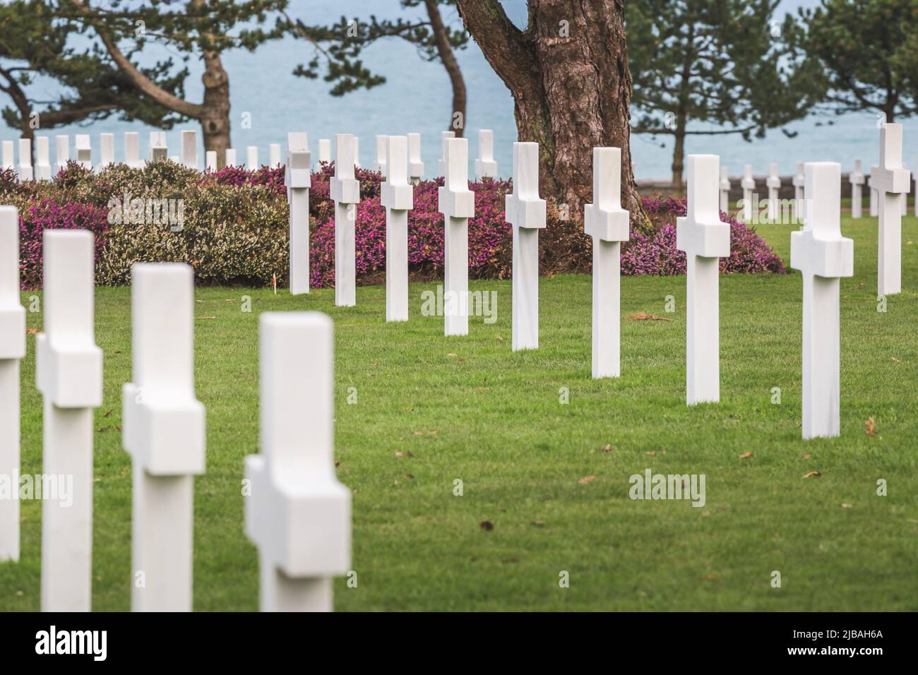 Cimitero di guerra americano a Omaha Beach, Normandia, Colleville-sur-Mer Foto Stock