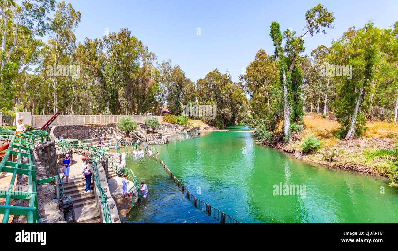 Yardenit, Israele - 19 maggio 2009: Il sito battesimale Yardenit situato lungo il fiume Giordano Foto Stock