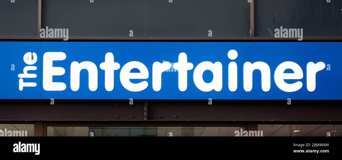 La bacheca con il logo Entertainer business Foto Stock
