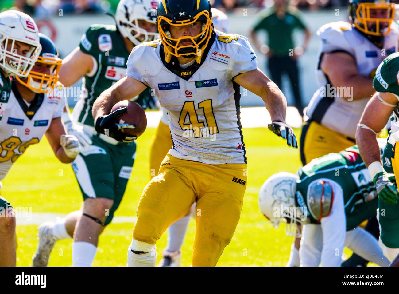 Campionato di calcio dell'Europa centrale, semifinali del CEFL. 04.June 2022 ,Shwaebish Hall RB # 41 Guillaume Buquet / Flash de la Courneuve Foto Stock