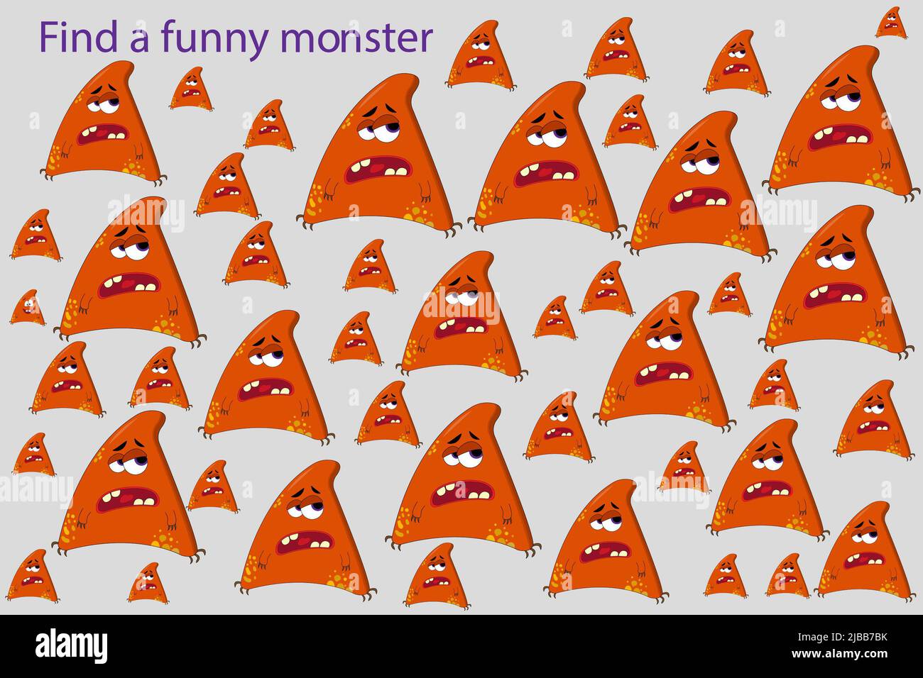 Trova un mostro divertente tra gli altri. Gioco educativo per bambini. Foto Stock