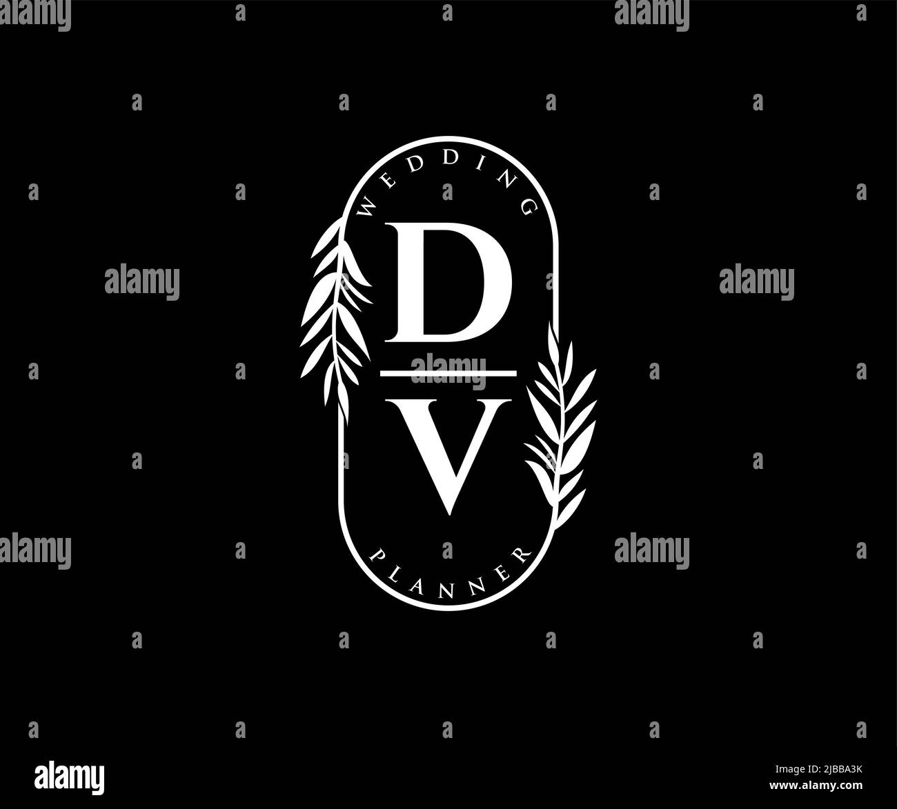 DV iniziali lettera matrimonio monogramma collezione loghi, disegnati a mano moderni minimalistici e modelli floreali per carte di invito, Salva la data, elegante Illustrazione Vettoriale