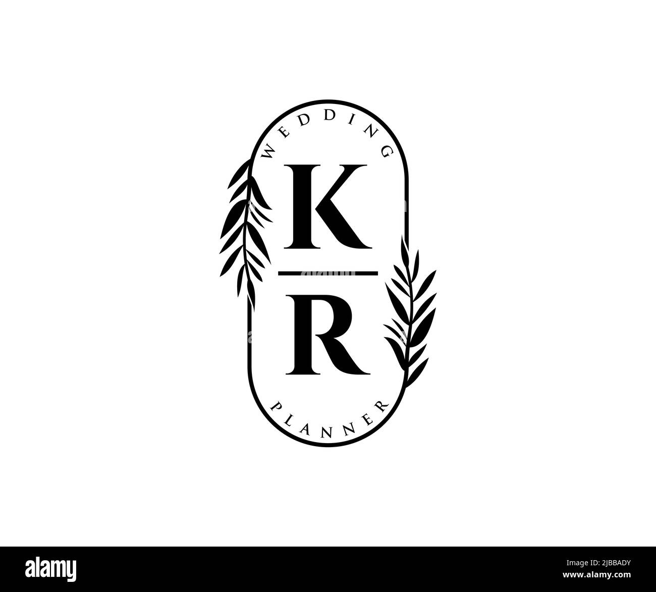 KR iniziali lettera Wedding monogramma collezione loghi, disegnati a mano moderni minimalistici e modelli floreali per carte di invito, Salva la data, elegante Illustrazione Vettoriale