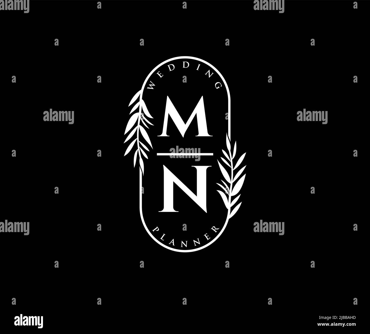 MN iniziali lettera matrimonio monogramma collezione loghi, modelli moderni minimalisti e floreali disegnati a mano per biglietti d'invito, Salva la data, elegante Illustrazione Vettoriale