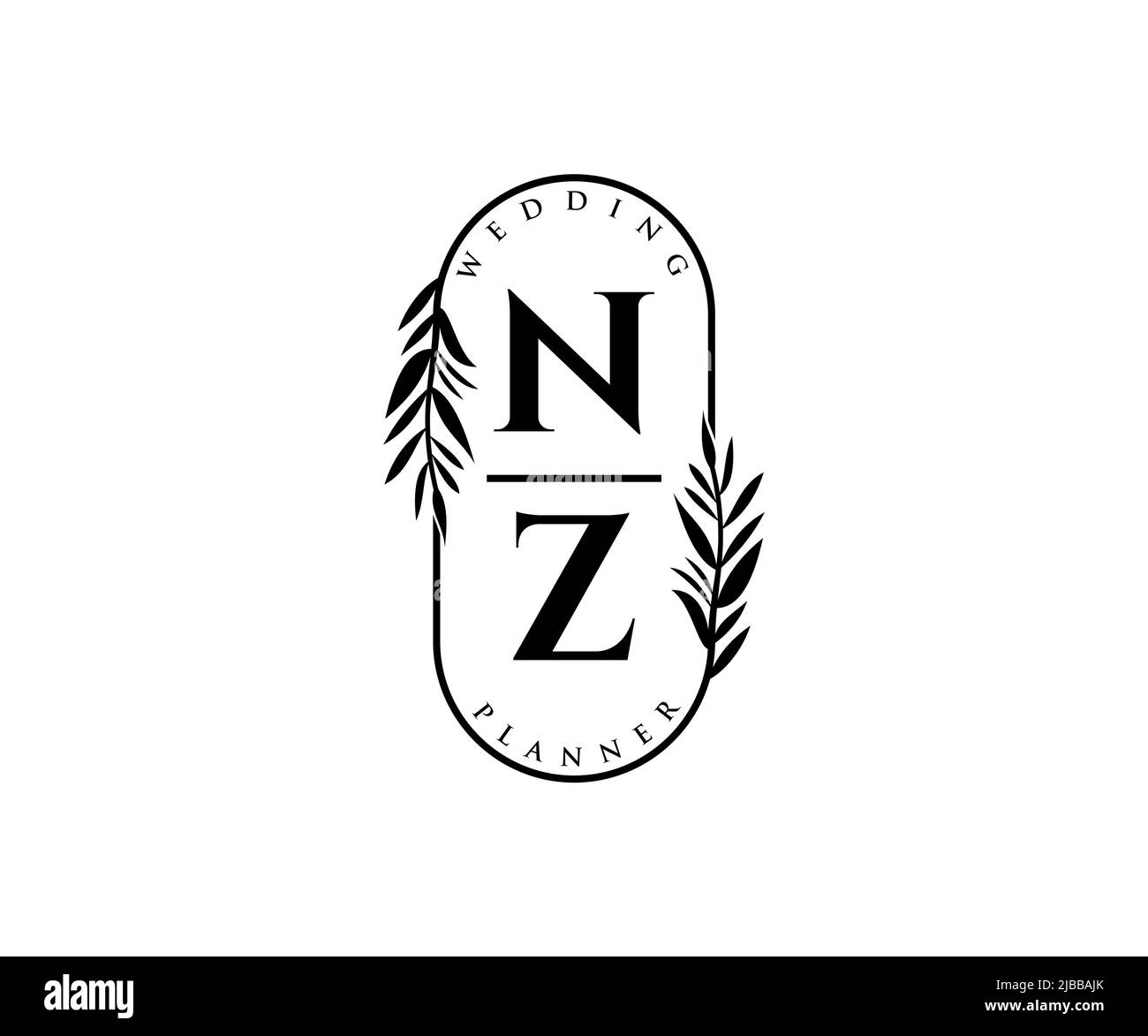 NZ iniziali lettera matrimonio monogramma collezione loghi, disegnati a mano moderno minimalista e modelli floreali per carte di invito, Salva la data, elegante Illustrazione Vettoriale