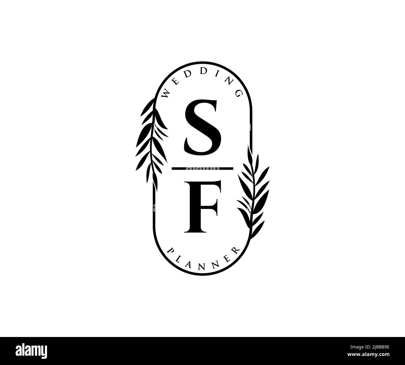 SF sigle lettera Wedding monogramma collezione loghi, disegnati a mano moderni minimalistici e modelli floreali per carte di invito, Salva la data, elegante Illustrazione Vettoriale