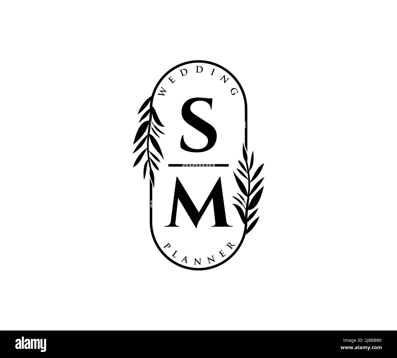 SM iniziali lettera Wedding monogramma collezione loghi, disegnati a mano moderni minimalistici e modelli floreali per carte di invito, Salva la data, elegante Illustrazione Vettoriale
