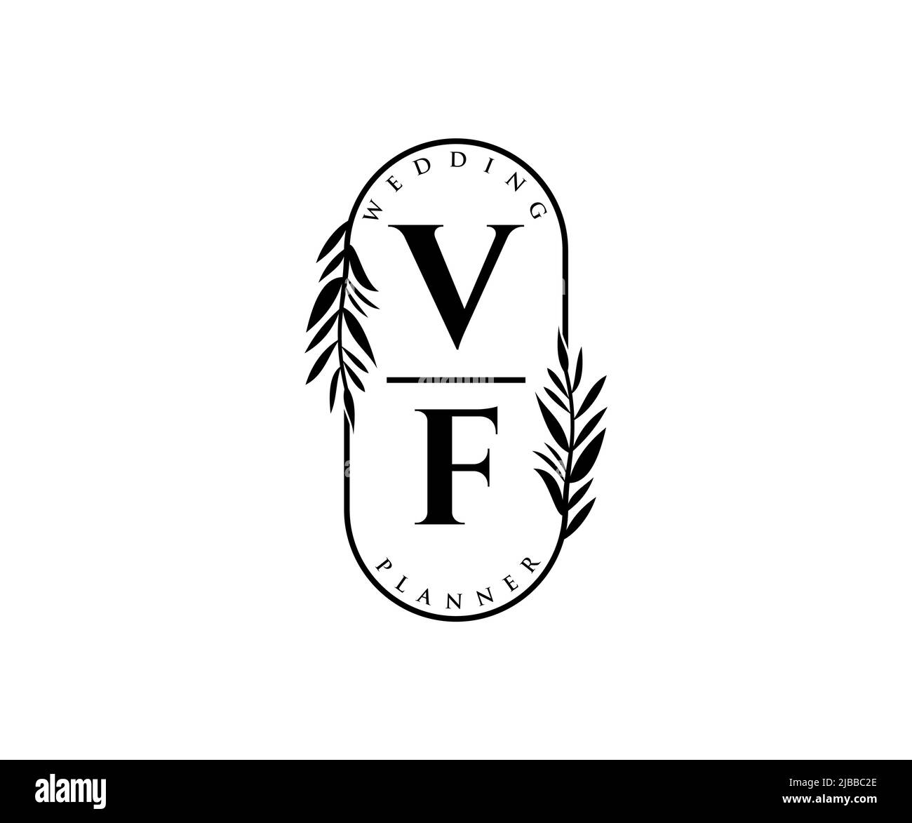VF iniziali lettera matrimonio monogramma collezione loghi, disegnati a mano moderno minimalista e modelli floreali per carte di invito, Salva la data, elegante Illustrazione Vettoriale