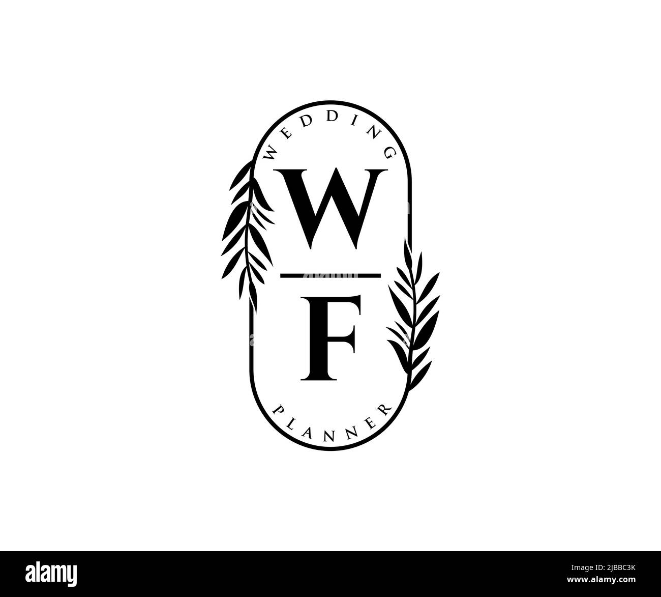 WF iniziali lettera Wedding monogramma collezione loghi, disegnati a mano moderno minimalista e modelli floreali per carte di invito, Salva la data, elegante Illustrazione Vettoriale