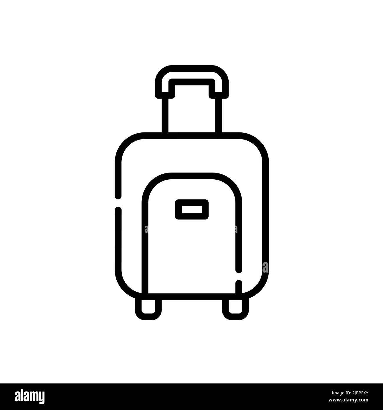 Borsa da viaggio per ruote rotanti. Dimensioni della cabina dell'aeroplano. Icona della linea di traccia modificabile pixel Perfect Illustrazione Vettoriale