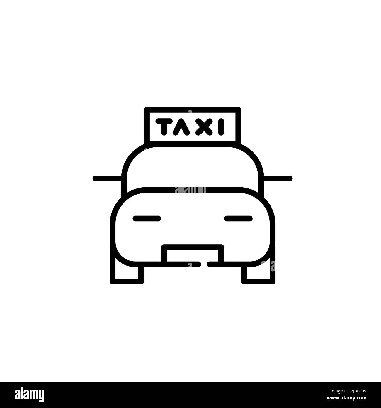 Icona del taxi con un cartello in alto. Icona della linea di traccia modificabile pixel Perfect Illustrazione Vettoriale