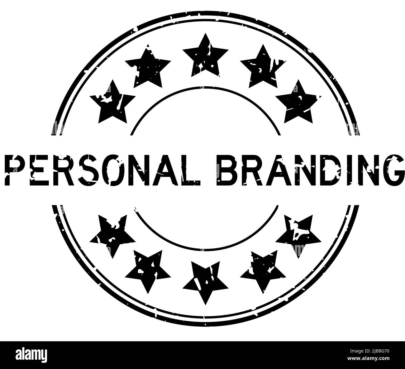 Grunge nero personale marcare a caldo parola con icona stella rotondo gomma sigillo timbro su sfondo bianco Illustrazione Vettoriale