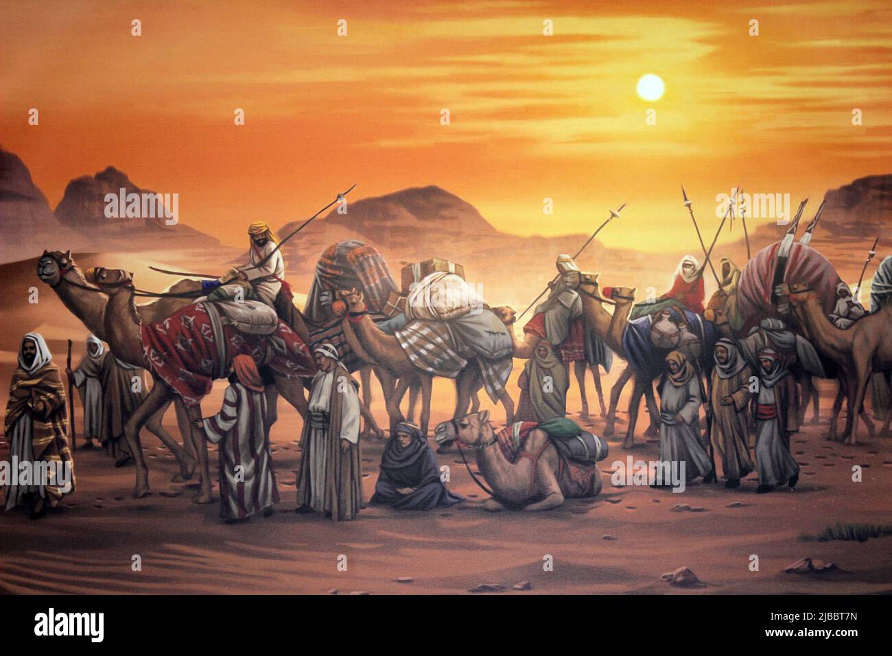 Jordan Art Camel Train Foto Stock