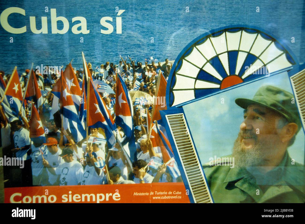 Revolution poster con Fidel Alejandro Castro Ruz, Fidel castro, l'Avana, Cuba, Caraibi Foto Stock