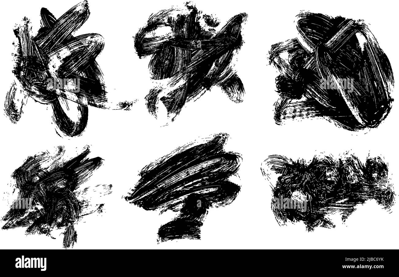 Set vettoriale di pennelli disegnati a mano, macchie. Illustrazione Vettoriale