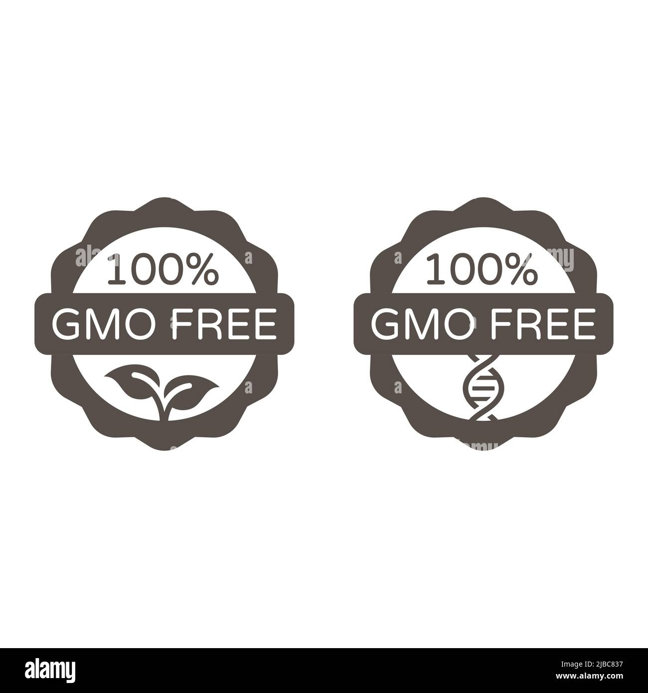 Etichetta vettoriale nera senza OGM. Timbro, adesivo o badge del prodotto. Illustrazione Vettoriale