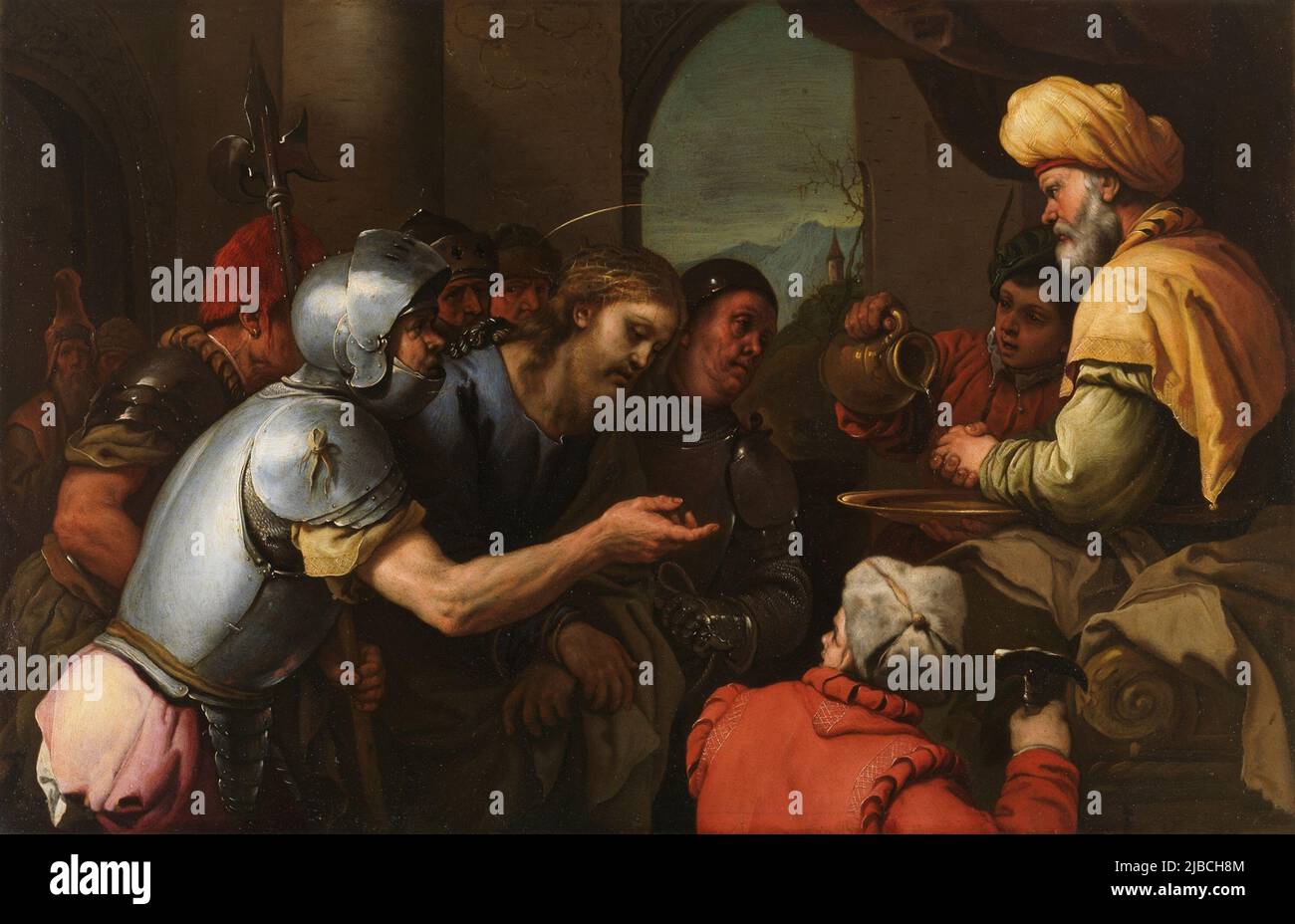 Pilato lavò le mani di Luca Giordano dipinto nel 1655-1675 Foto Stock