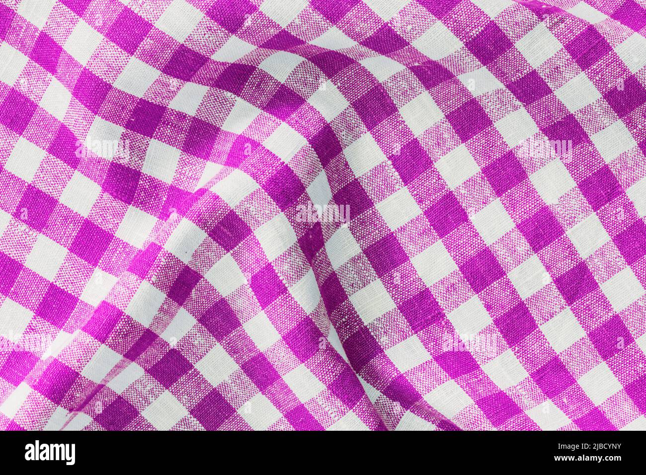 Tessuto sgualcito per colazione Magenta Stampa Scottish Square Cloth. Gingham Pattern Tartan Checked Plaids. Sfondi pastello per tovaglie, abiti Foto Stock