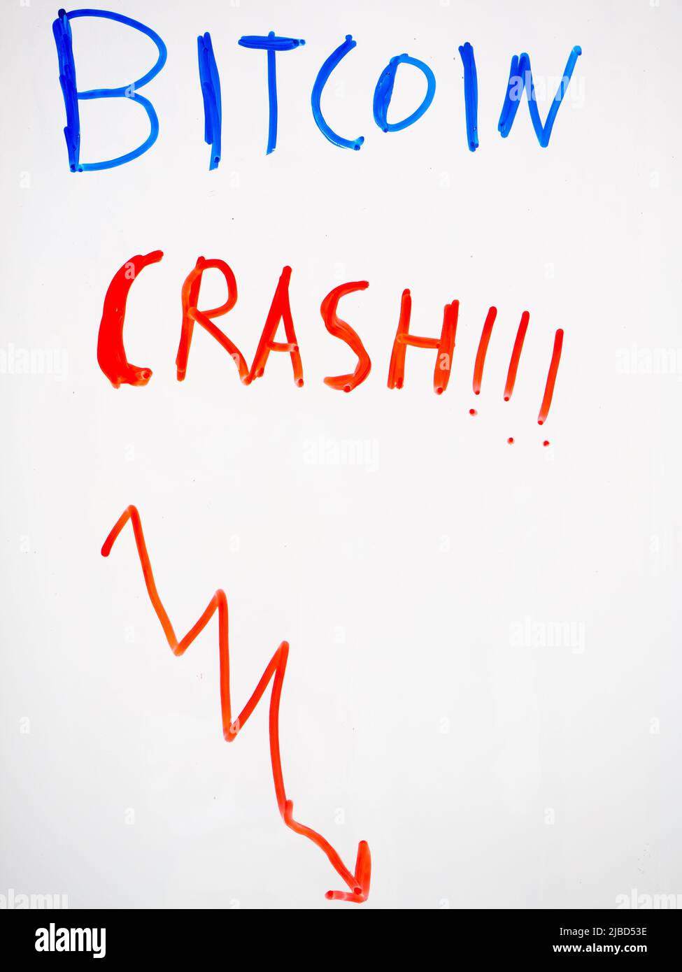 Bolla Bitcoin scoppiata e crash del mercato. Concetto di rischio Foto Stock