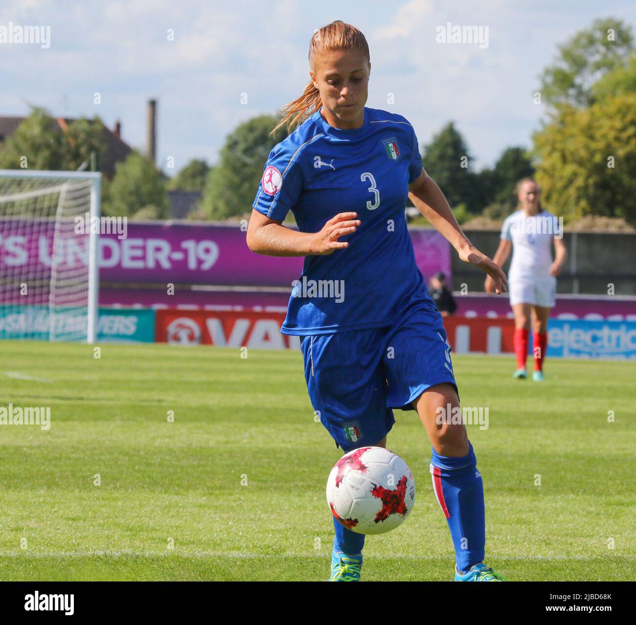 UEFA European Women's Under-19 Championship 2017 Final Tournament. 08 agosto 2017 Italia 1 Inghilterra 2 a Mourneview Park. Italia Festa Internazionale delle Donne Beatrice Merlo Italia (3). Foto Stock