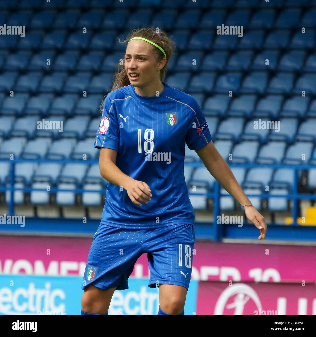 UEFA European Women's Under-19 Championship 2017 Final Tournament. 08 agosto 2017 Italia 1 Inghilterra 2 a Mourneview Park Lurgan. Italia Football internazionale femminile Benedetta Glionna Italia (18). Foto Stock