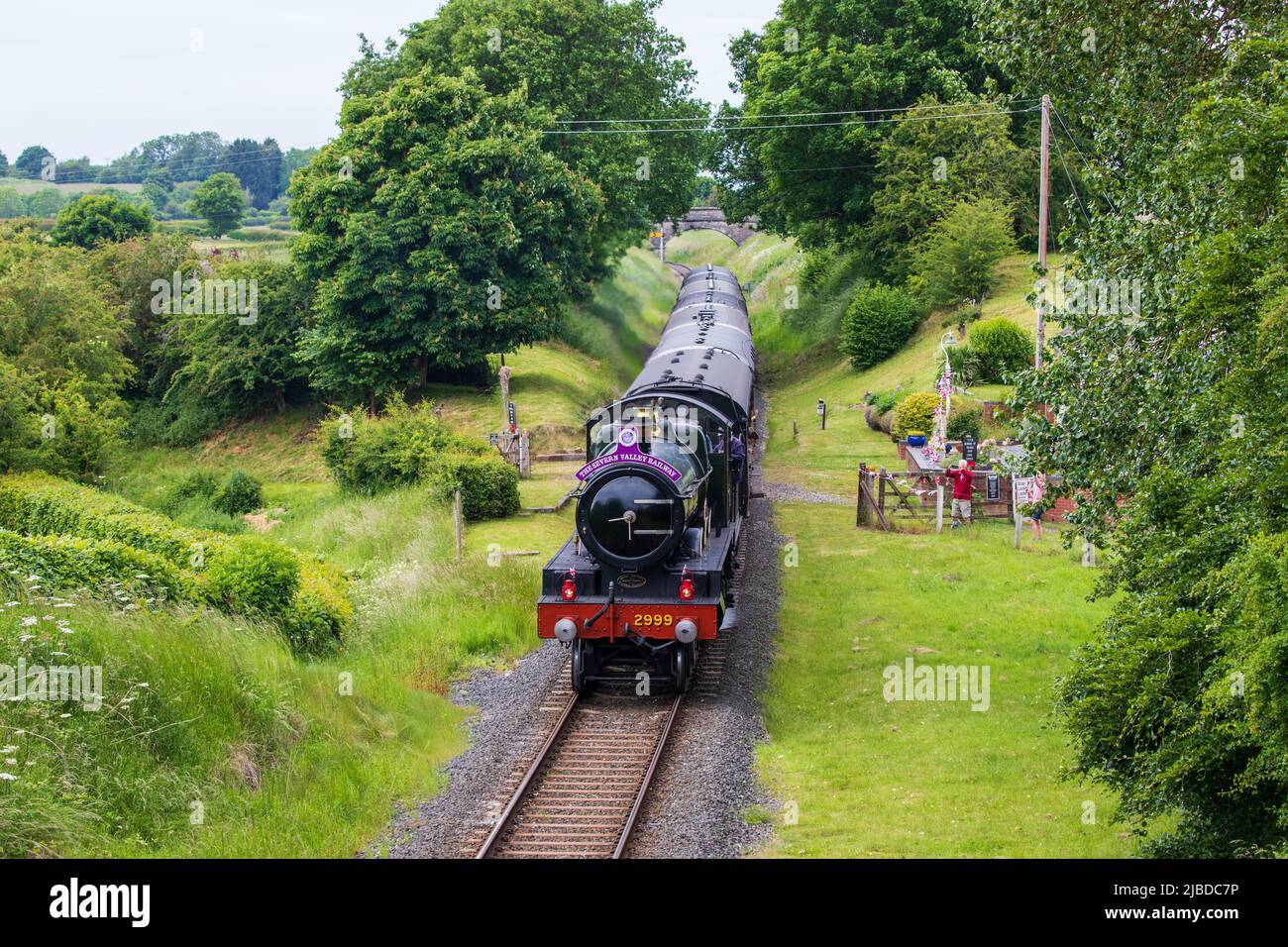 Treno a vapore 2999 "la Signora della leggenda". Motore sulla Severn Valley Railway nel Regno Unito Foto Stock