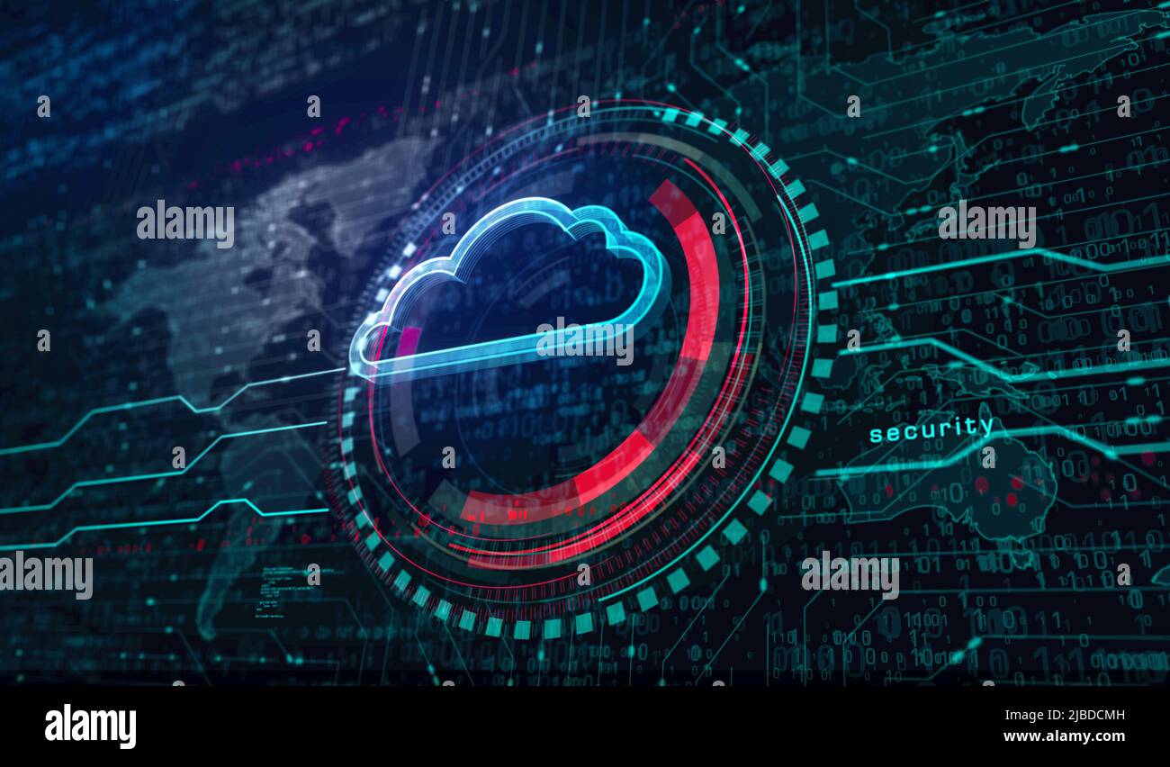 Cloud computing, storage online e Internet server simbolo concetto digitale. Network, cyber Technology e computer background abstract 3D Illustrat Foto Stock