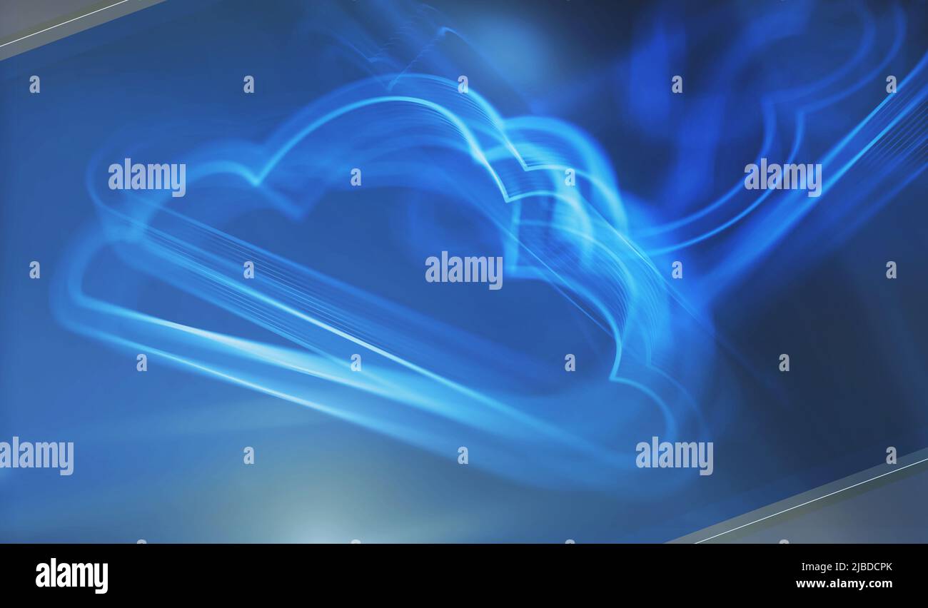 Cloud computing, storage online e Internet server simbolo concetto digitale. Network, cyber Technology e computer background abstract 3D Illustrat Foto Stock