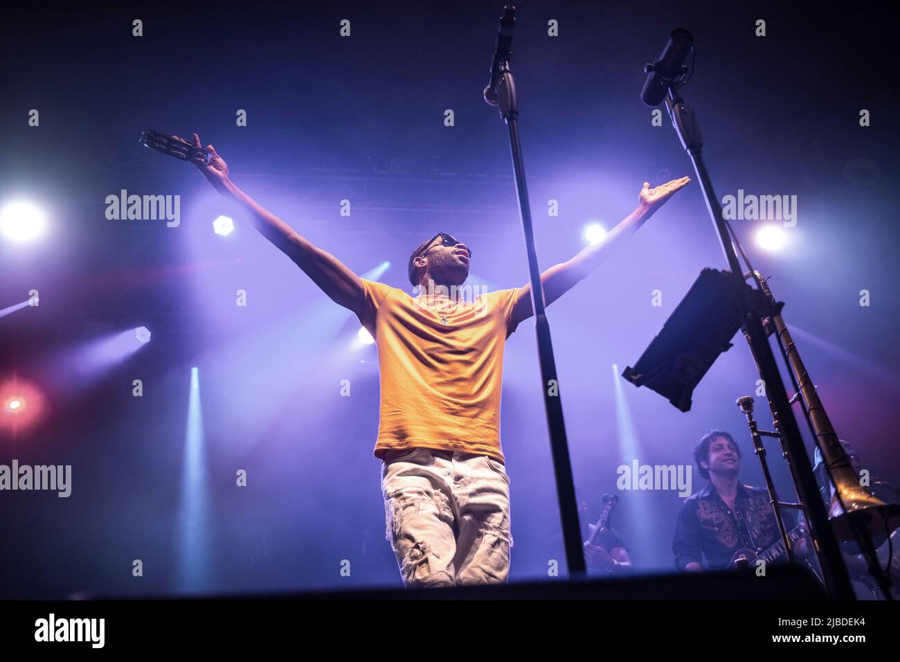 Trombone Shorty in esecuzione a Razzmatazz, Barcellona 3 giugno 2022. Fotografo: ALE Espaliat Foto Stock