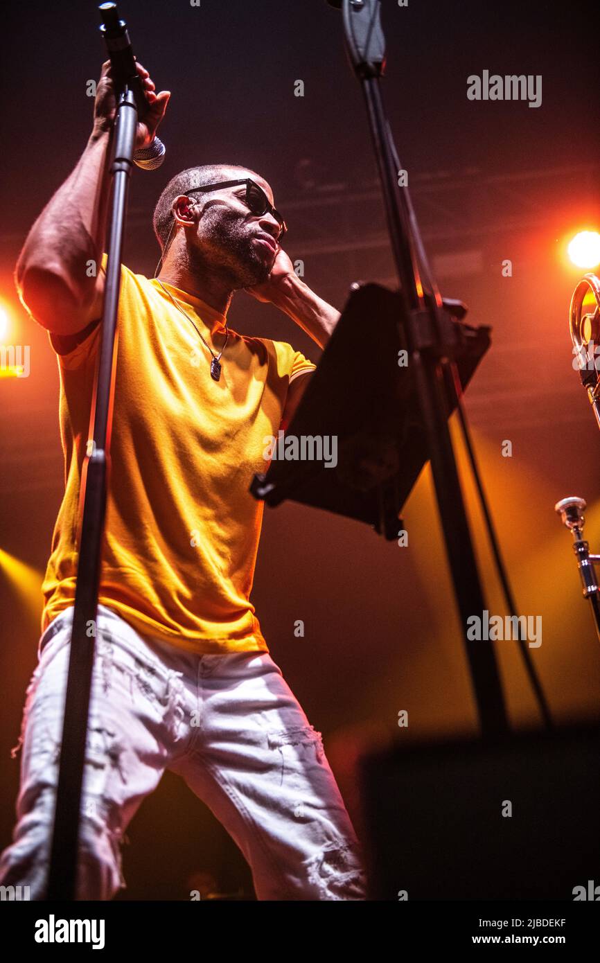 Trombone Shorty in esecuzione a Razzmatazz, Barcellona 3 giugno 2022. Fotografo: ALE Espaliat Foto Stock