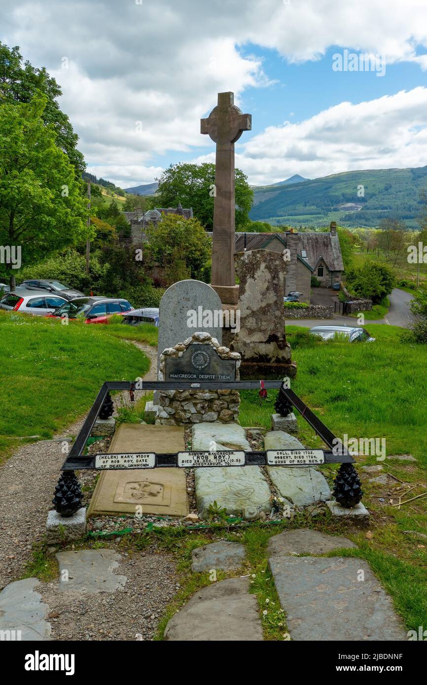 La tomba di Rob Roy a Balquhidder Scozia, Regno Unito Foto Stock