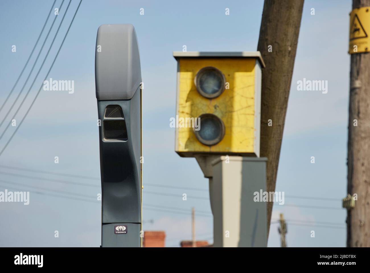 Goole, Hensall Level Crossing, con telecamere le telecamere Red Light Safety Enforcement (RLSE) di Network Rail Foto Stock
