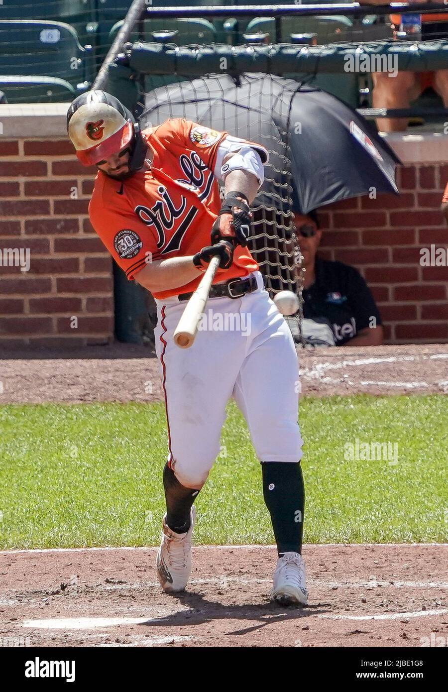 Baltimora, Stati Uniti. 05th giugno 2022. BALTIMORE, MD - 05 GIUGNO: Baltimore Orioles centro fielder Ryan McKenna (26) a bat durante una partita MLB tra i Baltimore Orioles e i Cleveland Guardians, il 05 giugno 2022, all'Orioles Park a Camden Yards, a Baltimora, Maryland. (Foto di Tony Quinn/SipaUSA) Credit: Sipa USA/Alamy Live News Foto Stock