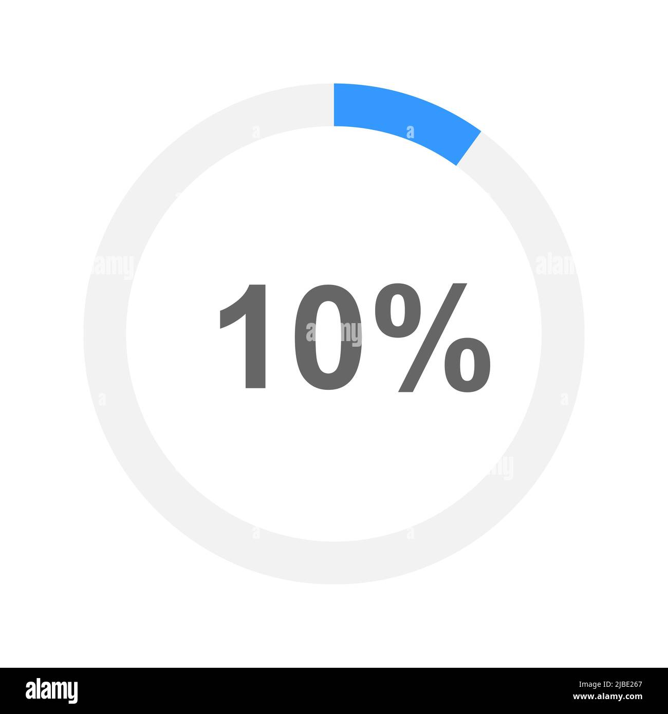 barra di avanzamento rotonda riempita al 10%. Icona di attesa, trasferimento, buffering, carica della batteria o scaricamento. Elemento infografico per l'interfaccia di siti Web o app mobili. Illustrazione piatta vettoriale Illustrazione Vettoriale