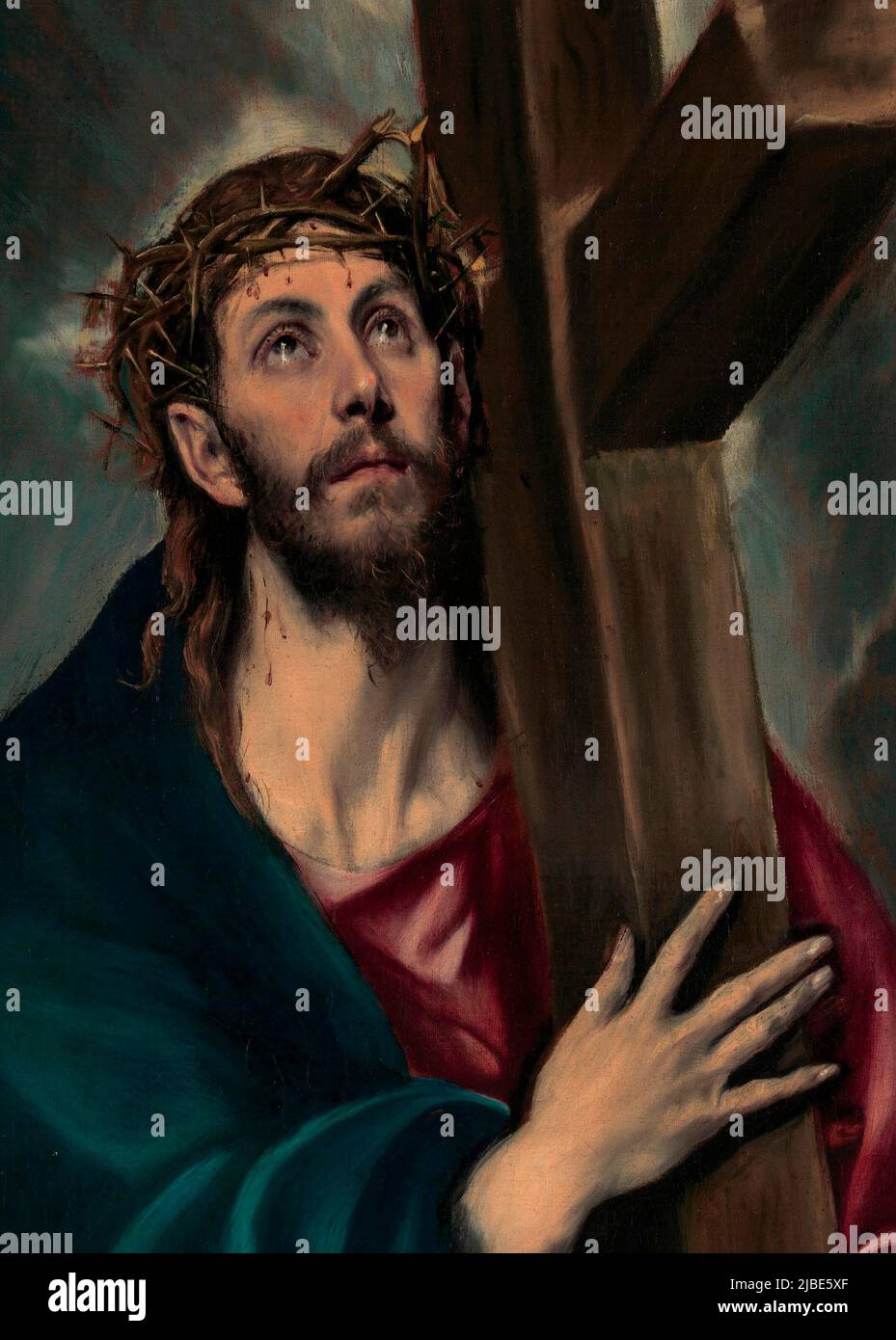 Cristo porta la croce con la corona di spine, come dipinta da El Greco Foto Stock