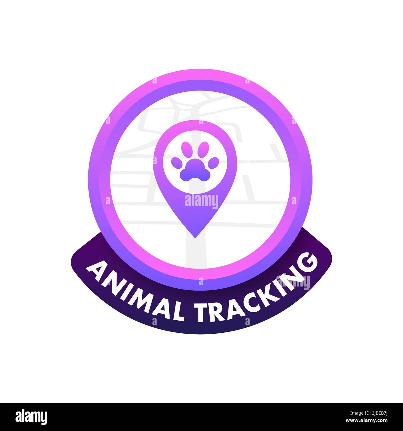 Perno di posizionamento per il tracciamento degli animali, design eccellente per qualsiasi scopo. Stampa animale Illustrazione Vettoriale