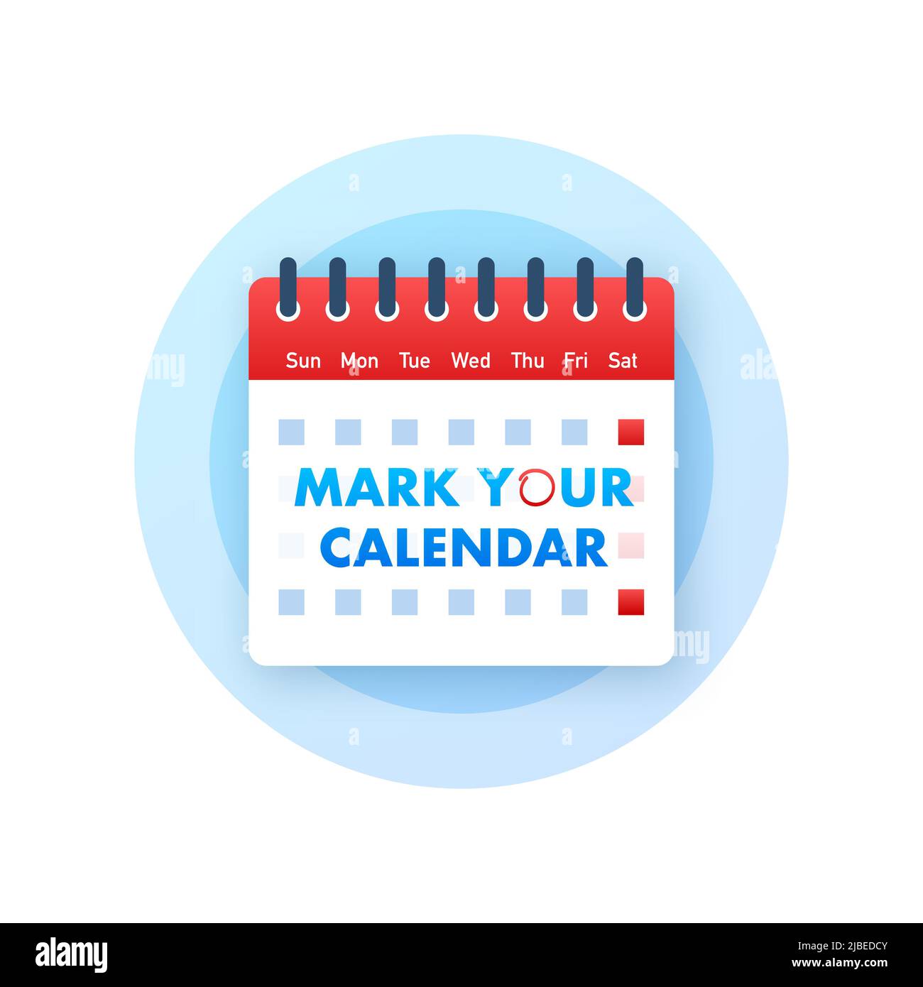 Contrassegna il tuo calendario per il design della landing page. Promemoria calendario. Icona segno di spunta Illustrazione Vettoriale