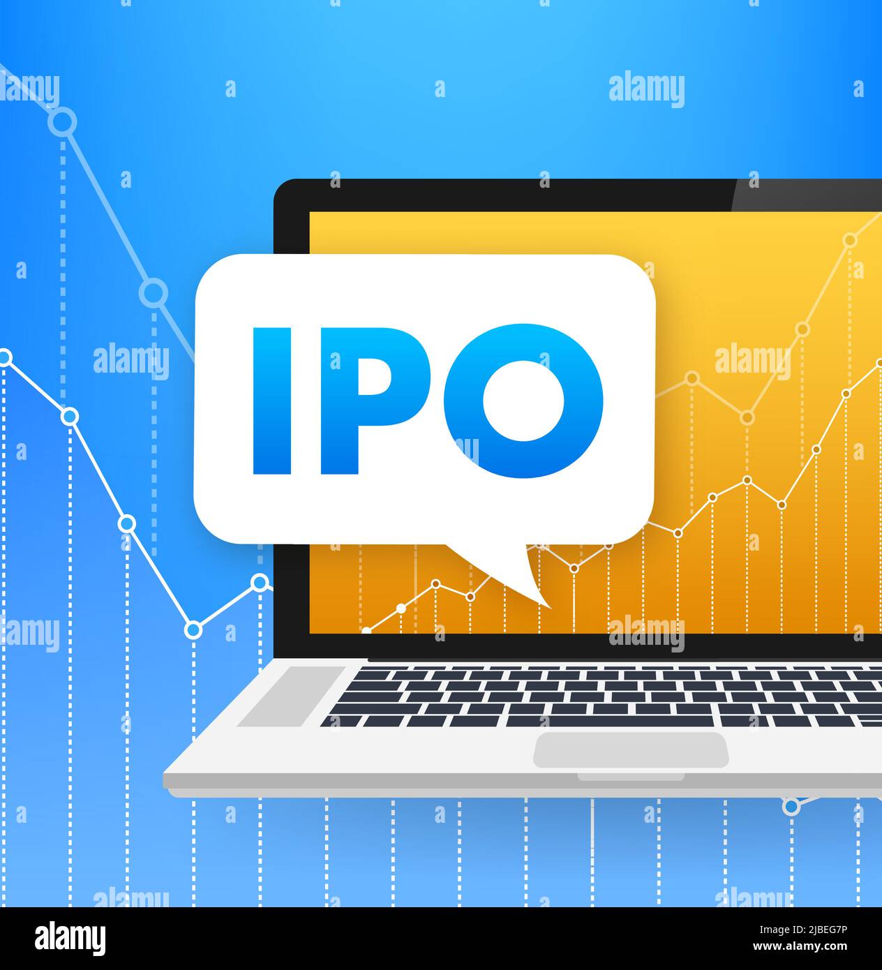 Vettore IPO iniziale concetto di offerta pubblica in stile piatto - icone di investimento e strategia. Illustrazione vettoriale Illustrazione Vettoriale