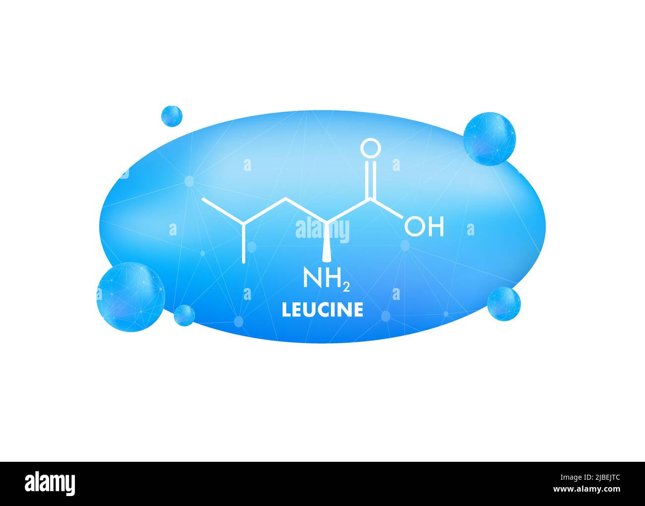 Icona con formula di leucina. Formula molecolare essenziale degli aminoacidi Illustrazione Vettoriale