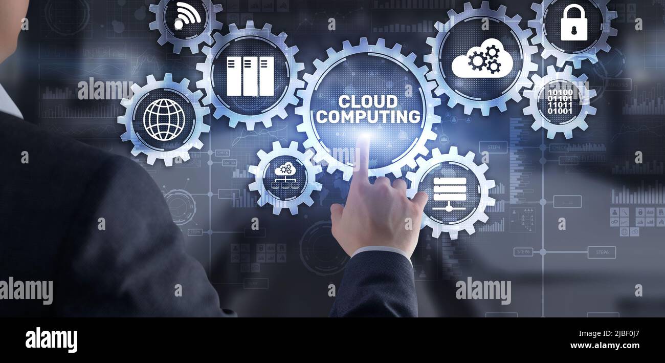 Infrastruttura software per lo storage dei dati di cloud computing. Supporti misti Foto Stock