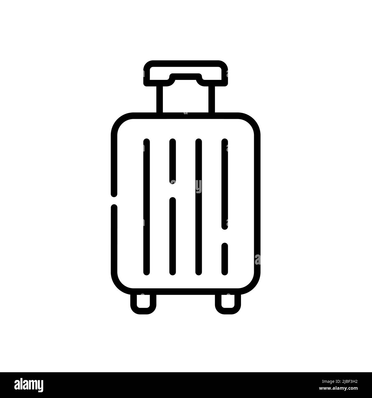 Borsa da viaggio per ruote rotanti. Bagagli in aereo. Icona della linea di traccia modificabile pixel Perfect Illustrazione Vettoriale