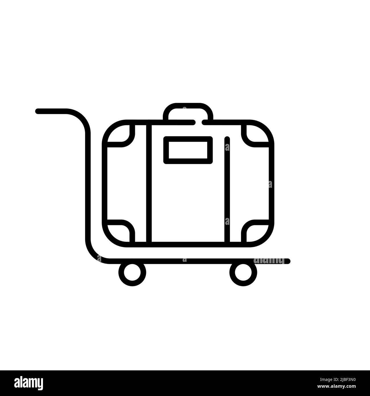 Bagagli trasportati su un carrello. Servizio di portineria. Icona della linea di traccia modificabile pixel Perfect Illustrazione Vettoriale