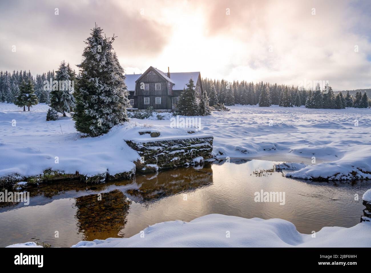 Paesaggio invernale dei Monti Jizera Foto Stock