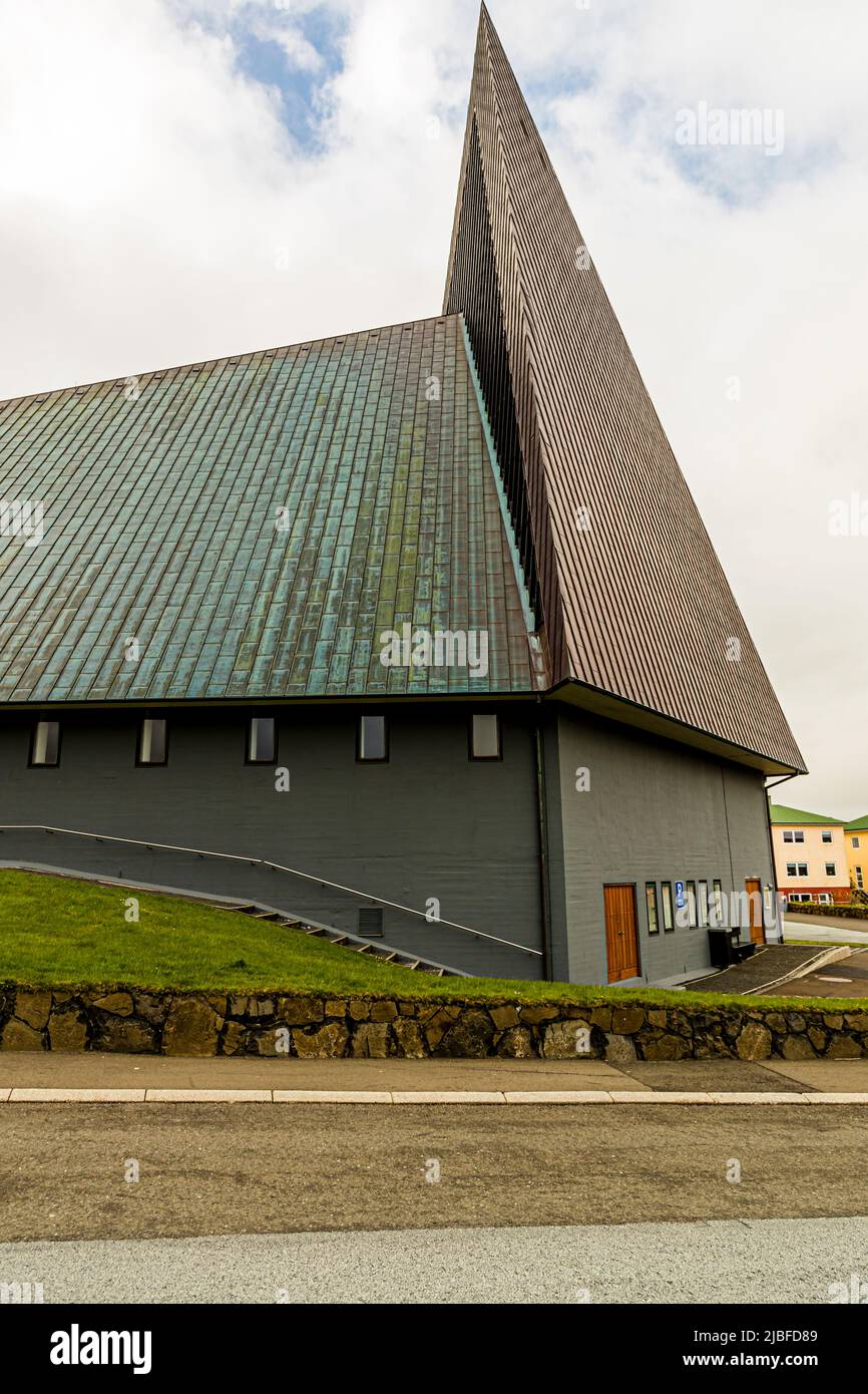 La chiesa Vesturkirkjan di Tórshavn, Isole Faroe Foto Stock