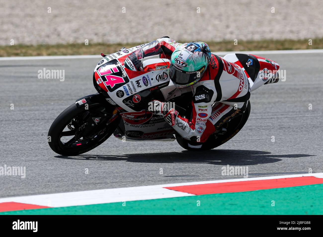 Riccardo Rossi dall'Italia SIC58 squadra Squadrra Corse con Honda durante le prove libere Moto3 del Gran Premi Monster ENERGY de Catalunya al Circuit de Foto Stock